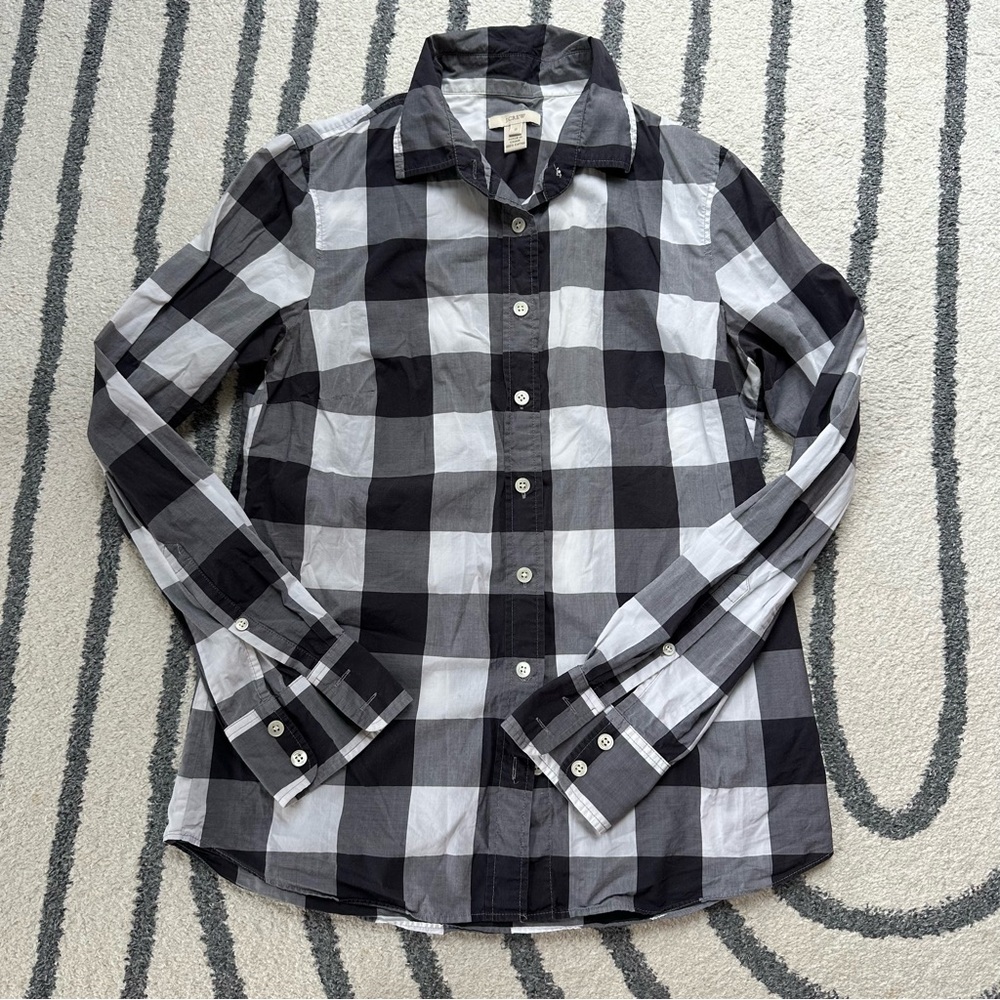 J. Crew Indigo and White Casual Button Down Shirt size 0